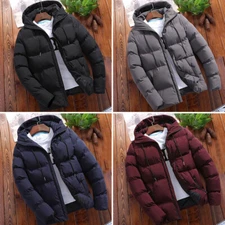 Mens Winter Warm Cotton Jacket Ski Snow Thick Hooded Puffer Coat Parka Quilted
