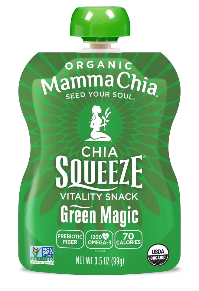 Mammachia Organic Chia Squeeze Pack de 16 Green Magic Vegano Sin Gluten Foto 2 de 4
