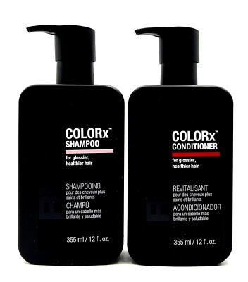 Rusk COLORx Shampoo & Conditioner/Glossier, Healthier Hair 12oz Duo