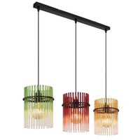 Pendelleuchte HäNgelampe Esszimmerleuchte Glas 3-Flammig Deckenleuchte L 80 Cm