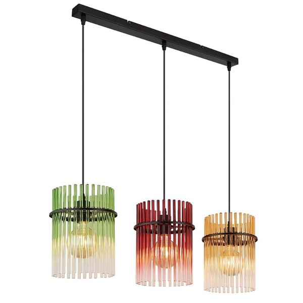 Pendelleuchte HäNgelampe Esszimmerleuchte Glas 3-Flammig Deckenleuchte L 80 Cm-image