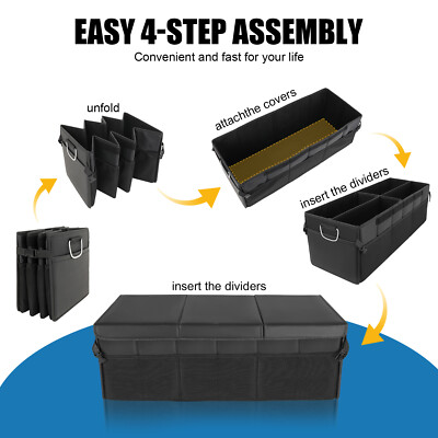 Collapsible Car Trunk Organizer With Lid Auto Car Trunk Storage Compartment Automotive Suv Car Organizer Truck Car Accessories