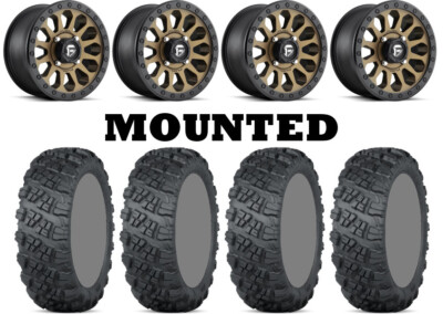 Kit 4 ITP Versa Cross Tires 32x10-15 on Fuel Vector Bronze D600 Wheels POL