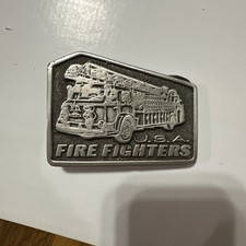 Vintage USA Firefighters Brass Belt Buckle U.S.A. American Firefighting 937