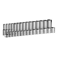 30-Piece 3/8" Drive Socket Set Shallow  Deep 6-Point 8-22mm Chrome Finish
