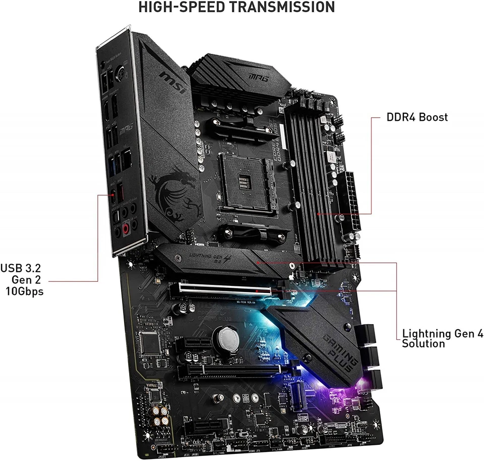 MSI MPG B550 Gaming Plus Mainboard AMD Ryzen B550 Sockel AM4 ATX 4x DDR4 M.2 - Bild 4 von 4