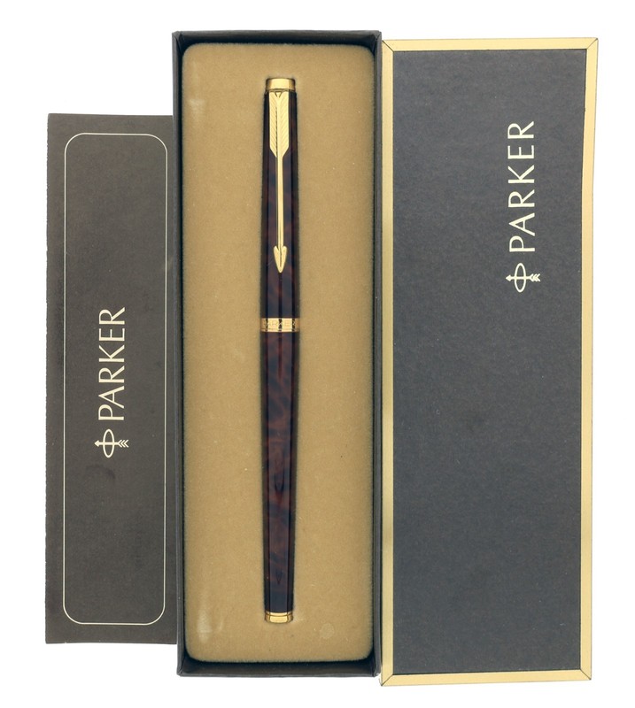 Circa 1980 PARKER 180 Thuya 14K X/M Nib Fountain Pen Serviced Boxed NO RESERVE