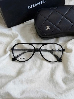 Chanel CH3504 Black Aviator Eyeglasses 56-14 145 Metal Frame Women Italy