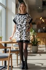 Damen Kleid, Tunika im schönem Dessin Gr. 38  weiß Öko Polyester nachhaltig