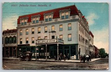 Belleville House Hotel Corner Belleville Illinois Street View Beer Sign Postcard