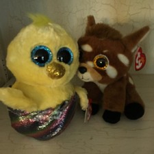 Lot of 2 Ty Beanie Baby Boos Buckley the deer & Chic