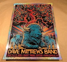 🦬 Dave Matthews Band FOIL Poster Noblesville 2025 Todd Slater Deer Creek 7/11