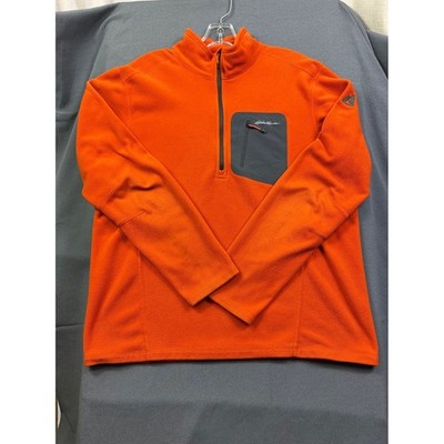 Eddie Bauer Men's Orange Fleece Quarter Zip Pullover Sweatshirt Size L Polartec