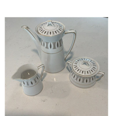 Express China Porcelain Tea/coffee Set 3pc Wheat pattern Glossy Japan