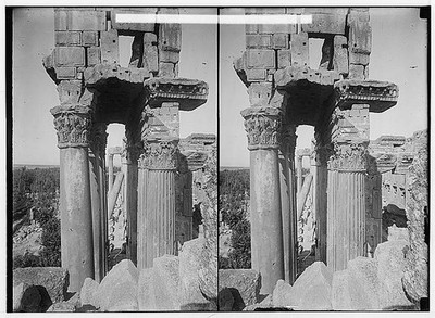 Capitals of fluted columns,Baalbek,Ba'labakk,Lebanon,American Colony Photo