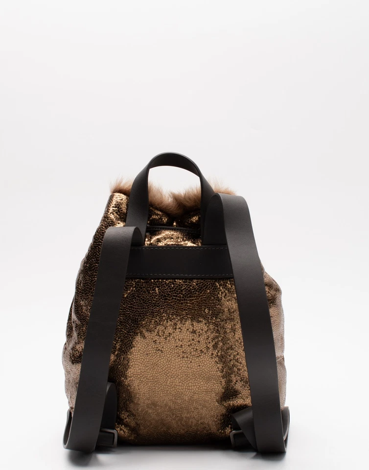 RRP€2800 BRUNELLO CUCINELLI Metallic Leather Backpack Drawstring Made in Italy - Image 3 of 4