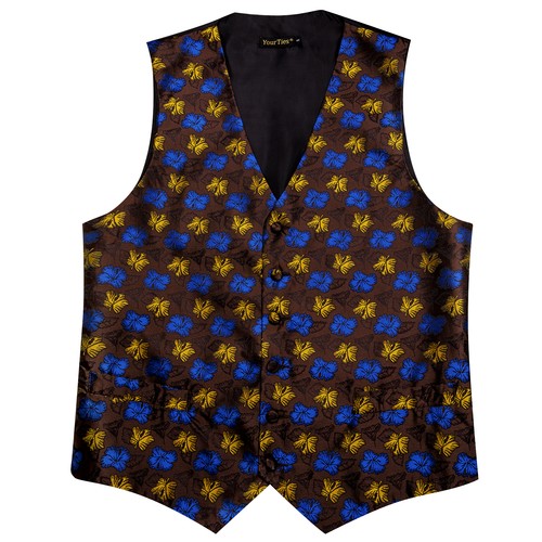 Men's Tuxedo Vest & Bowtie/Necktie Set, Classic Formal Waistcoat Paisley Floral - Picture 223 of 224