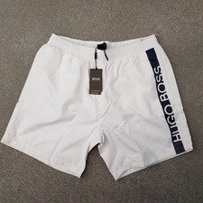 Hugo Boss Mens Swim Shorts Medium White Swimming Trunk Holiday Dolphin Quick Dry