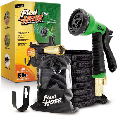 plus Expandable Garden Hose with 8 Function Nozzle, 50FT - Lightweight Retractab