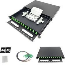 1 Pack 12 Singlemode 12 Port SC-APC Fiber Optic Rack Mount Enclosure Black