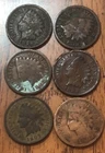 Indian Cents 1898,1889,1892,1888,1907,02, Get (6) , These Actual Penny’s S159