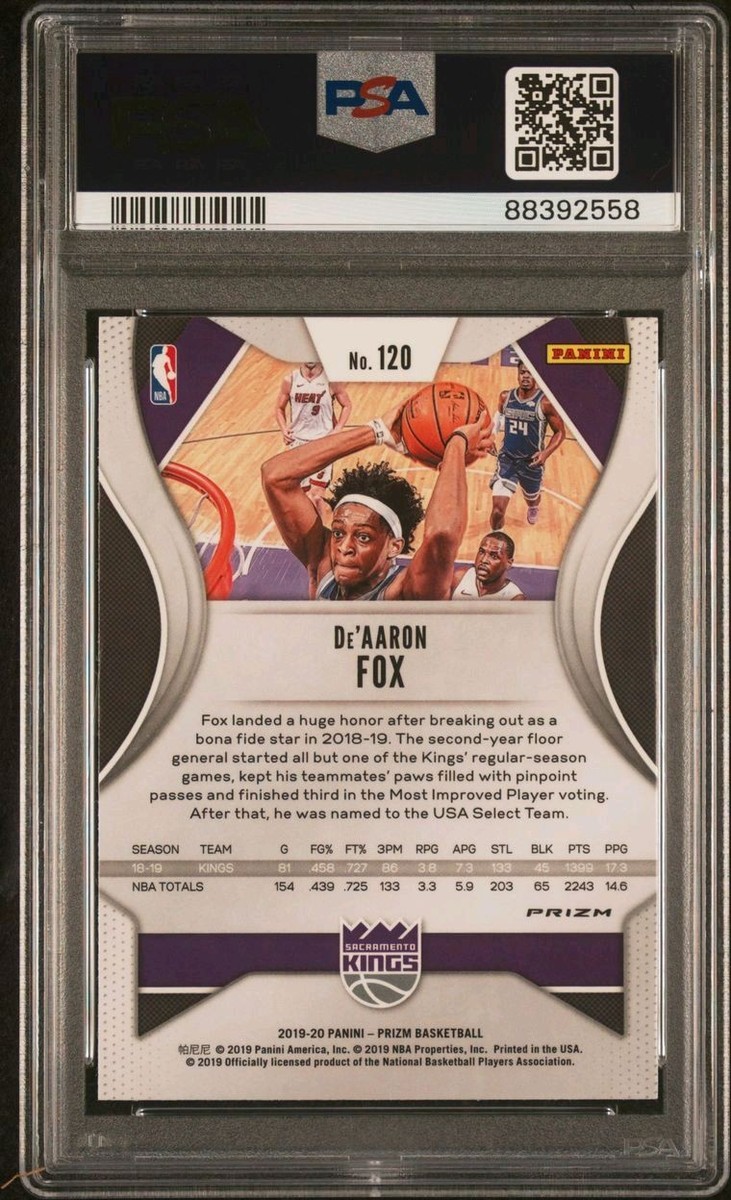 NBA Prizm De’Aaron Fox RC silver PSA10 2019-20 Panini Prizm De'Aaron Fox #120 PRIZM SILVER