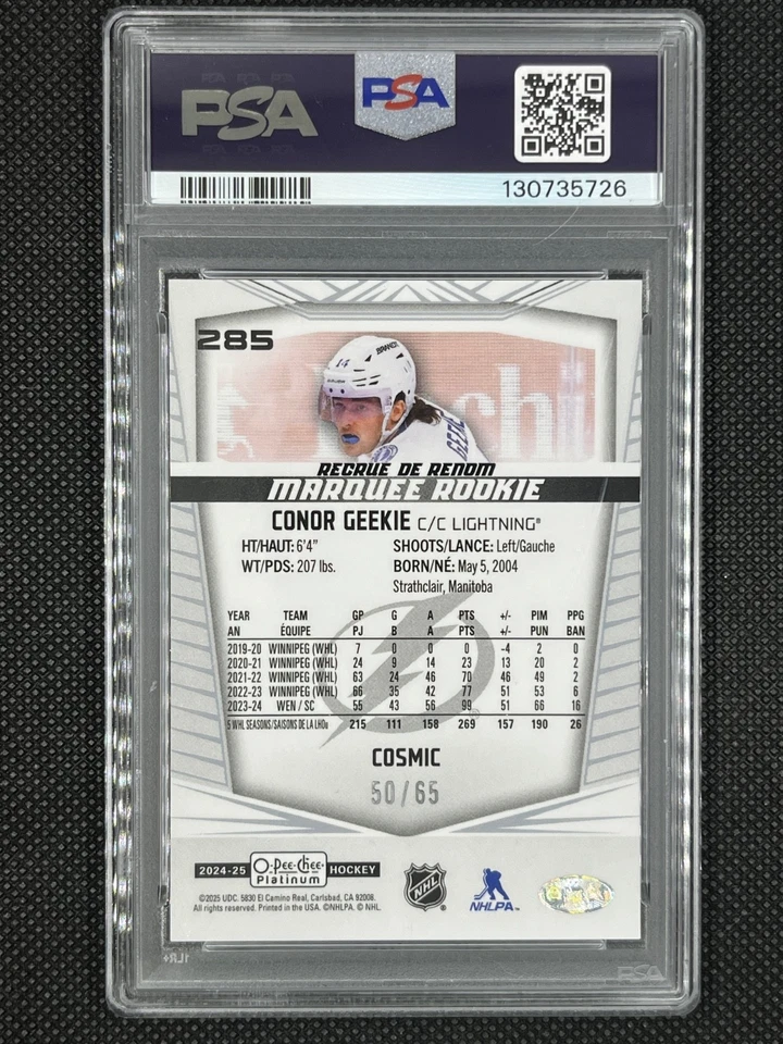 2024-25 O-Pee-Chee Platinum #285 CONOR GEEKIE COSMIC 50/65 PSA 10 POP 1 - Image 2 of 2