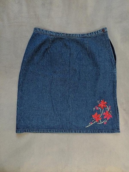 Women Denim Skirt Navy Cotton 40 / L / 48