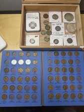 Huge old US silver coin collection, seated dime, 1868 5c, wheat album, Morgan