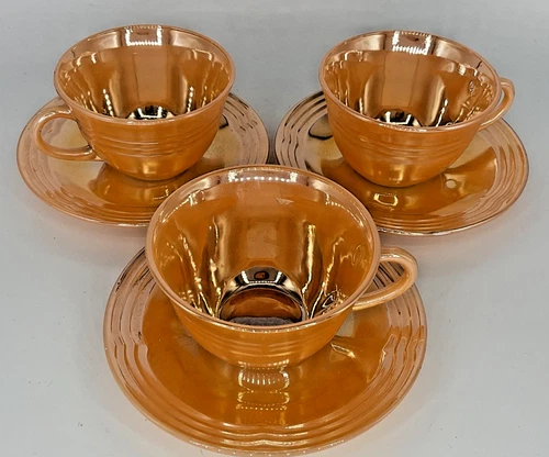  Vintage Fire King Peach Lustre Tea/Coffee  Cup and Saucer Oven Ware