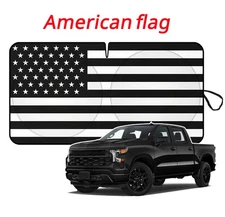 63inch x 34inch US Flag Cover Fit Silverado Front Windshield Sun Shade foldable