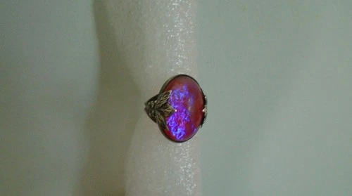 Antique Sterling Silver Dragon’s Breath Oval Size 4.5 Ring Art Nouveau