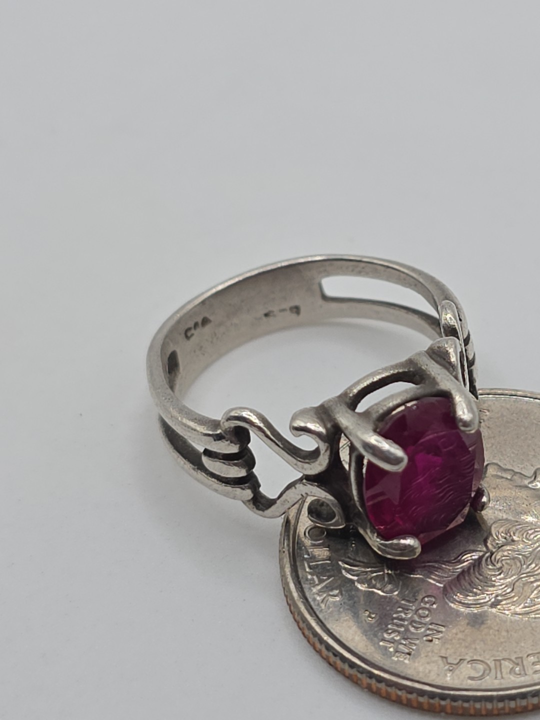 Sterling Silver 925 Canada Lab Ruby Ring Size 7 - image 3