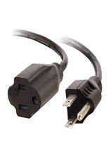 2Ft Black Power Cord Extension For Ups Surge Outlets Heavy Duty 16 Awg
