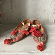 Antique Red Fil D’or Women Ballet Theatre Oriental Turkish Style Shoes