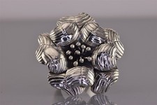 Sterling Silver 36mm Dimensional Detail Flower Statement Band Ring 12g 925 Sz: 7