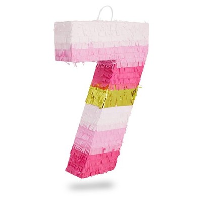 Blue Panda Pink Number 7 - 11.7 X 10 In - For 7 Year Old Girl Hanle