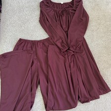 Vintage Dress Womens 13 Red Long Balloon Sleeve Square Neck Maxi Boho Set