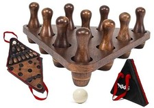 Shuffleboard Bowling Pin Set with 10 Pcs Premium Hardwood Bowling Pins Retro