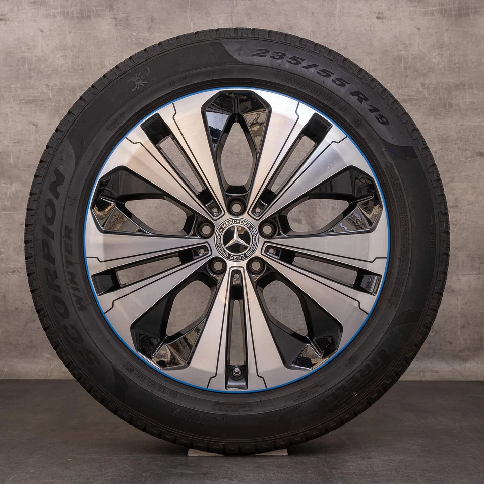 Mercedes EQC Winterräder 19 Zoll N293 Felgen A2934010200 schwarz blau - Bild 4 von 4