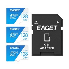 EAGET 3 Pack 128G Class 10 A1 U3 V30 4K UHS-I Mini SDXC TF Card with SD Adapter