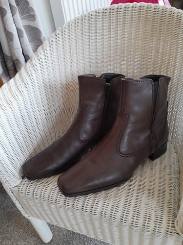 Gabor dark brown Leather zip Ankle Boots - Size UK 5.5 EU 38.5 vgc
