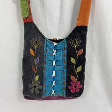 Hippy Boho Shoulder Bag Applique Handbag Slashed 100 COTTON Made In Nepal