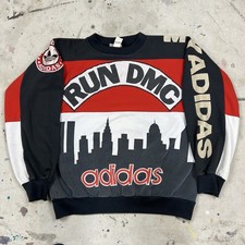 Vintage 80s Adidas RUN DMC Skyline Crewneck Sweatshirt Mens Large Rap Hip Hop