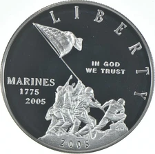 2005-P Proof US Marines  Commemorative Silver Dollar $1