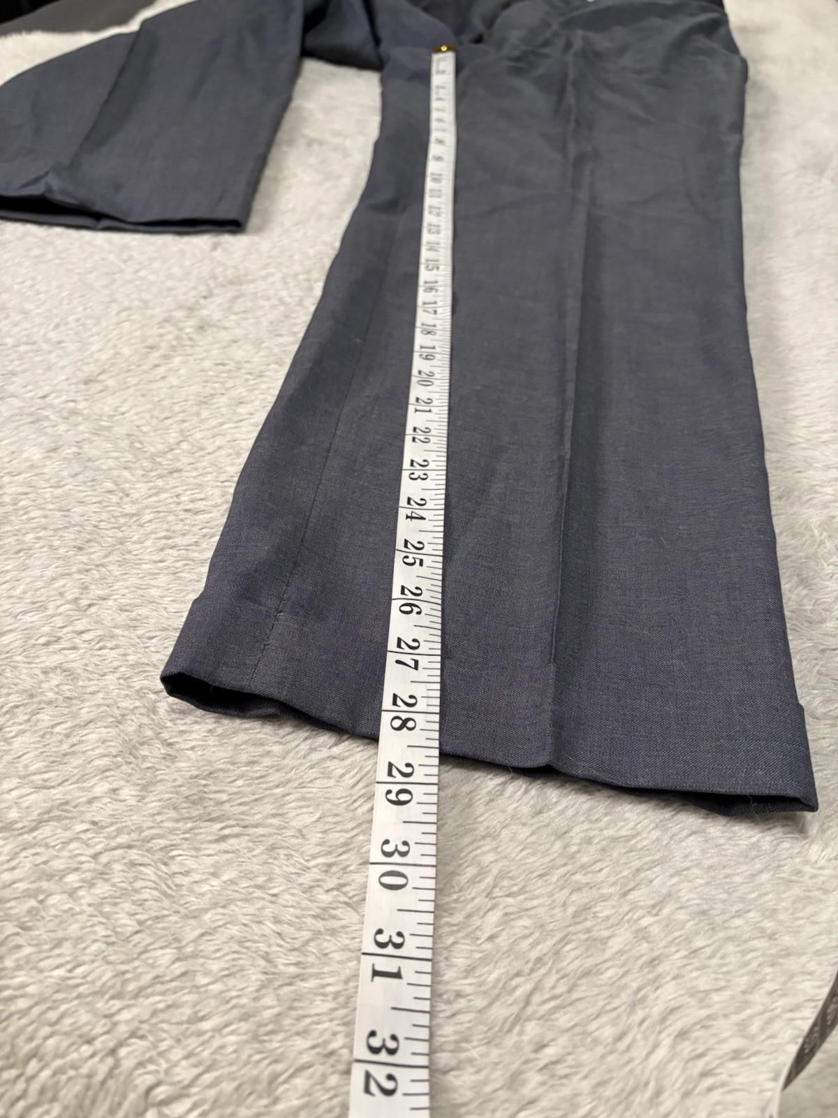 Hugo Boss Mens Wool Gray Blue Cuffed Straight Dress Pants Size 32R 32x28 thumbnail 3