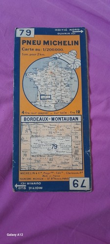Vintage Carte Michelin Papierkarte.Nr 79, Bordeaux-Montauban, 40er-50er Jahre ca.