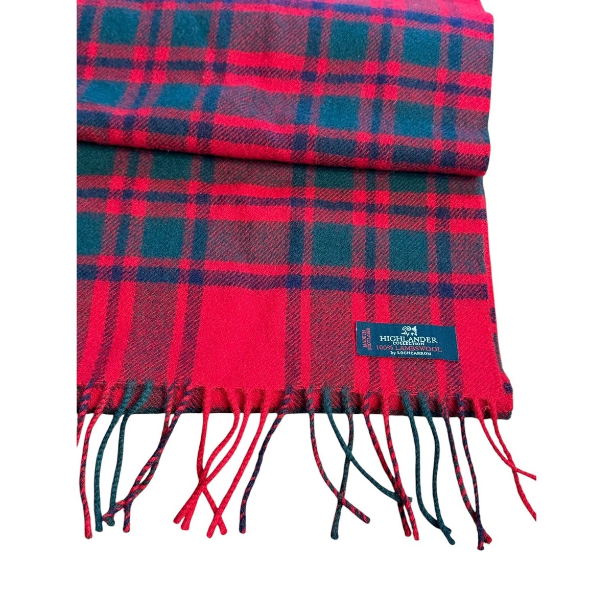 Highlander Collection Lochcarron Scotland 100% Lambswool Scarf Red Plaid Tartan View 3