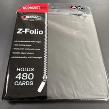 BCW Z-Folio 12 Pocket 480 Cards Black Leatherette Trading Card Binder Album