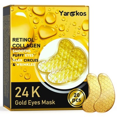 20 Paare 24K Gold Eye Patches, Anti Aging Golden Augenpads, Kollagen Hydrogel...